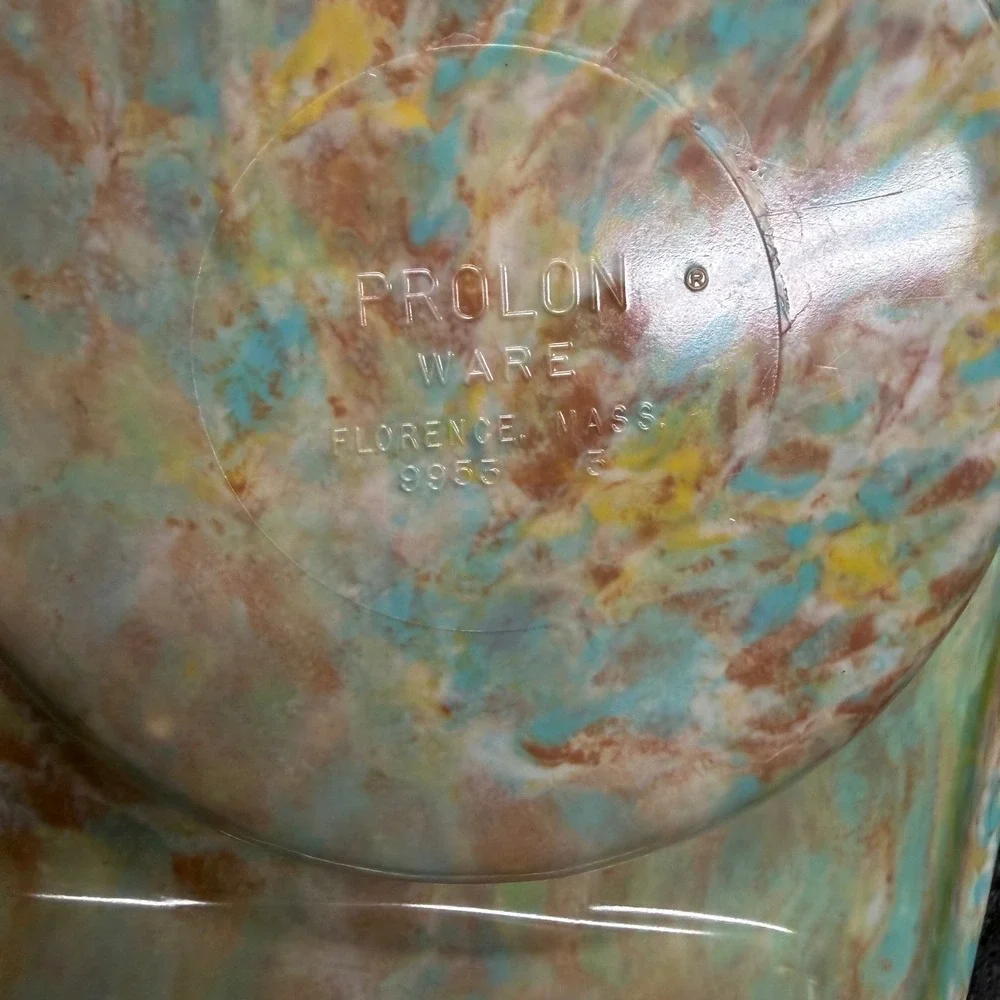 Vintage Prolon Ware Confetti Melamine Cafeteria Trays 9953 Marbelized Set of 2